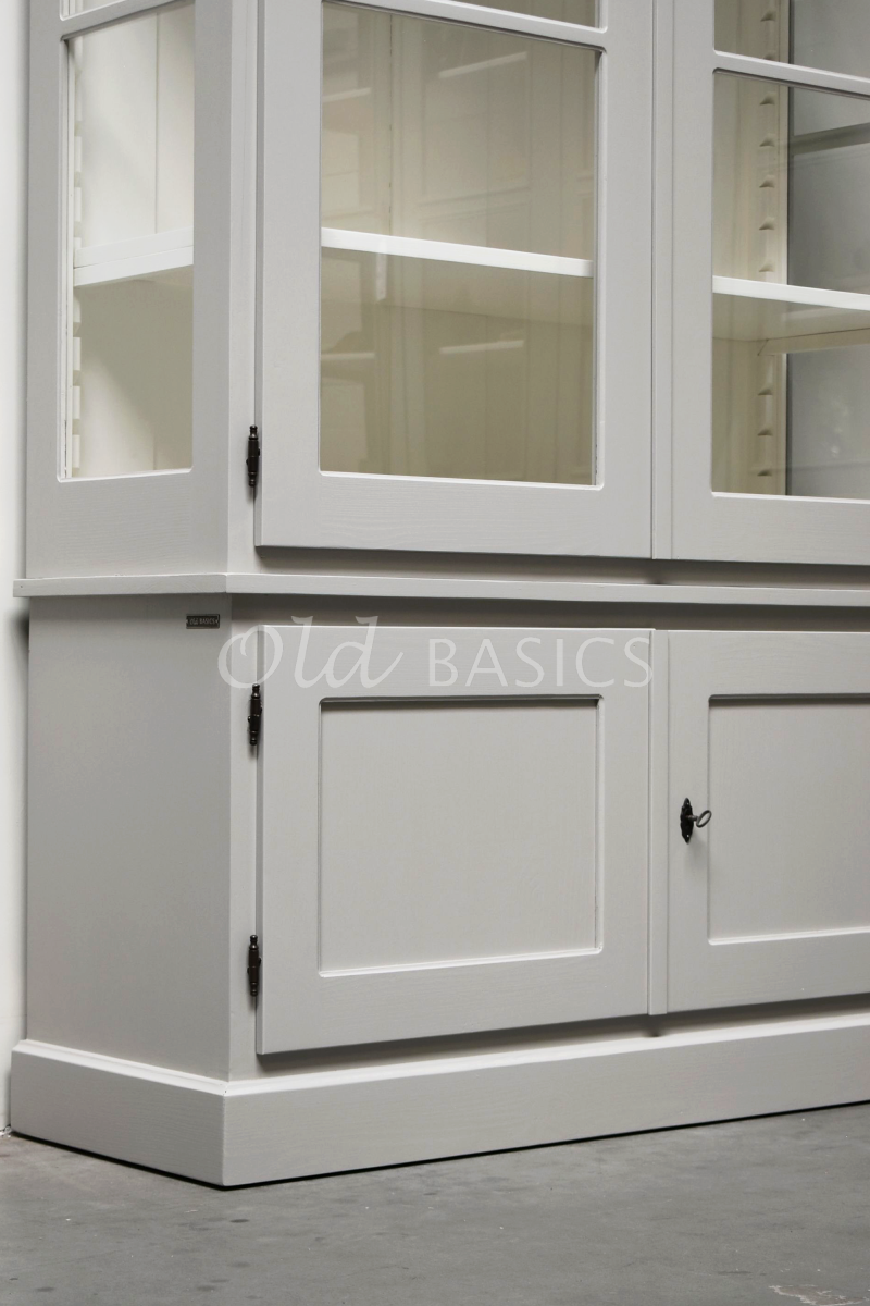 Detail van Vitrinekast Monaco, 2 deuren, RAL7044, grijs, materiaal hout